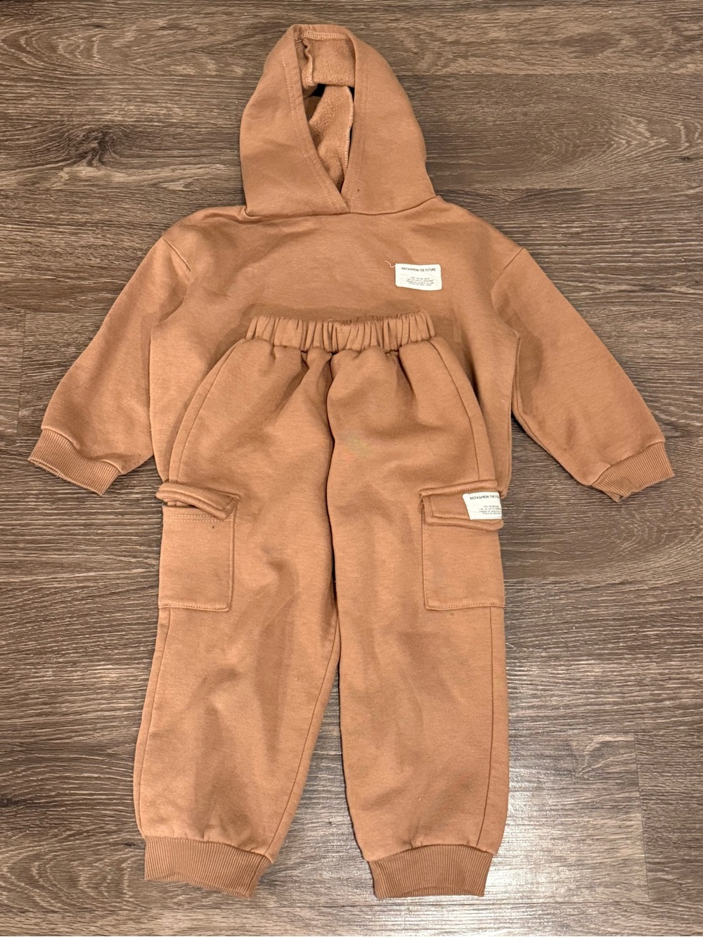 SHEIN Kids Tan Hooded Sweatshirt with Kangaroo Pocket